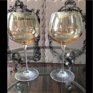 Red Wine Glasses Pair Gold Goblet Pier 1 big pour